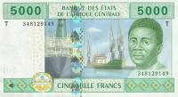 p109Tb from Central African States: 5000 Francs from 2002